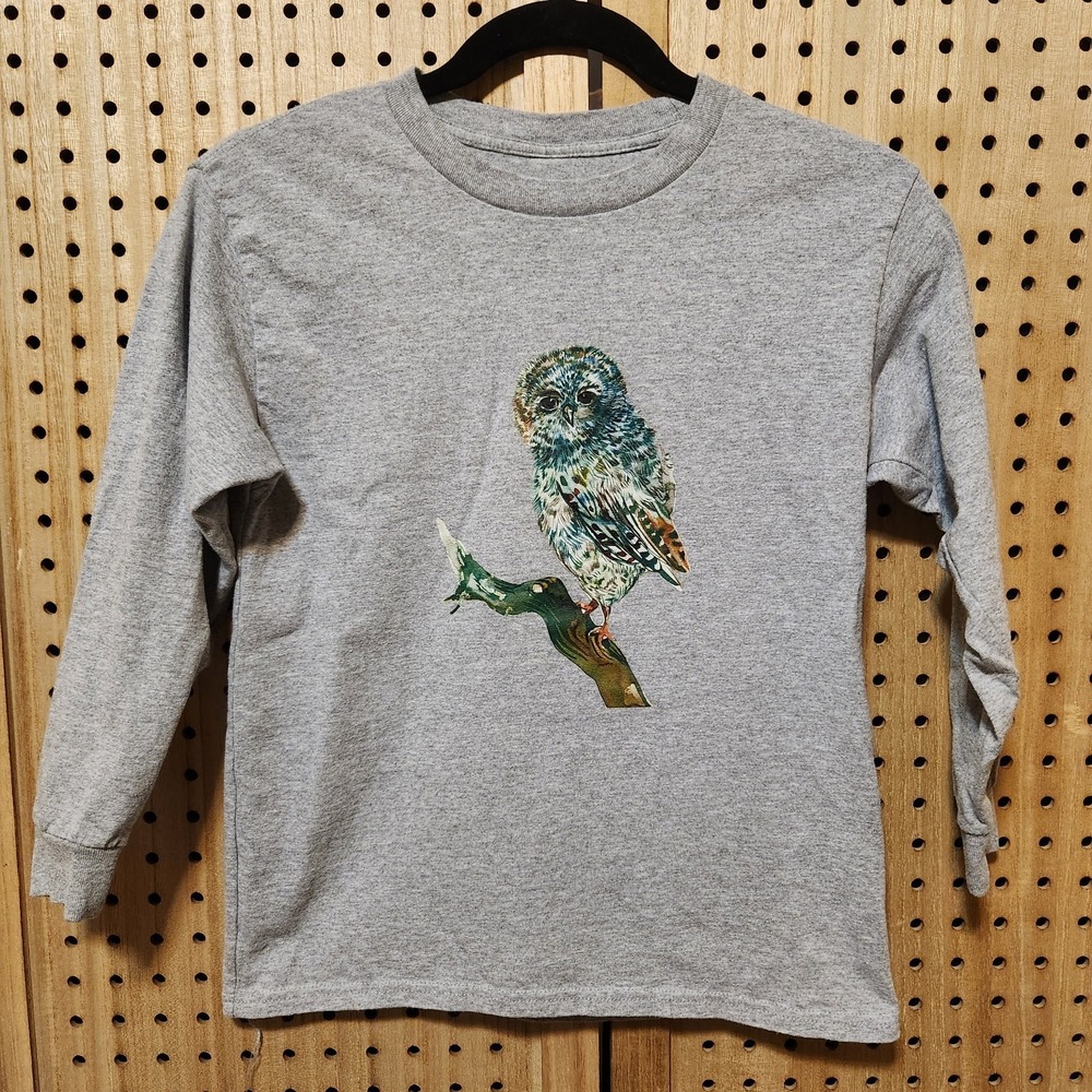 Owl Unisex Jersey Long Sleeve Tee Youth Small Gray